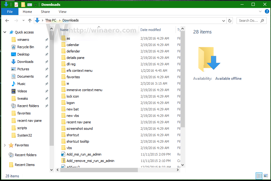 default download folder windows 10